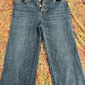 Madewell Dark Blue High-Rise Flare-Leg Button-Fly Jeans - Flea Market Flares